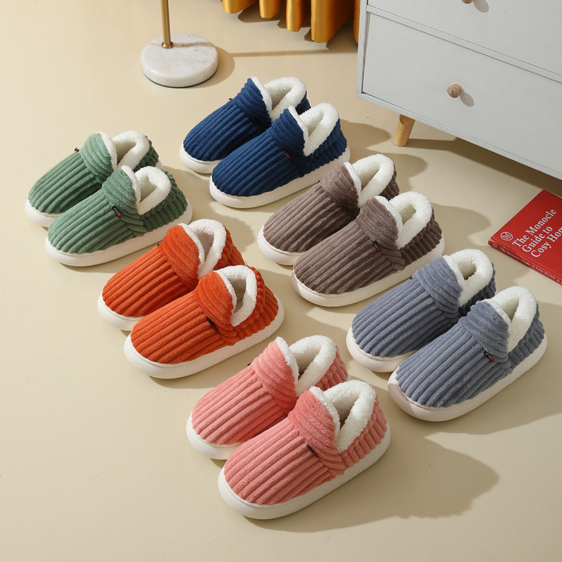 New style full-cover cotton shoes women's winter indoor home thick-soled non-slip warm cotton slippers men's winter