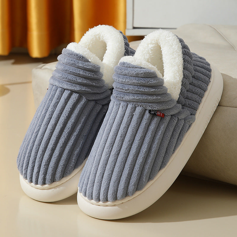 New style full-cover cotton shoes women's winter indoor home thick-soled non-slip warm cotton slippers men's winter