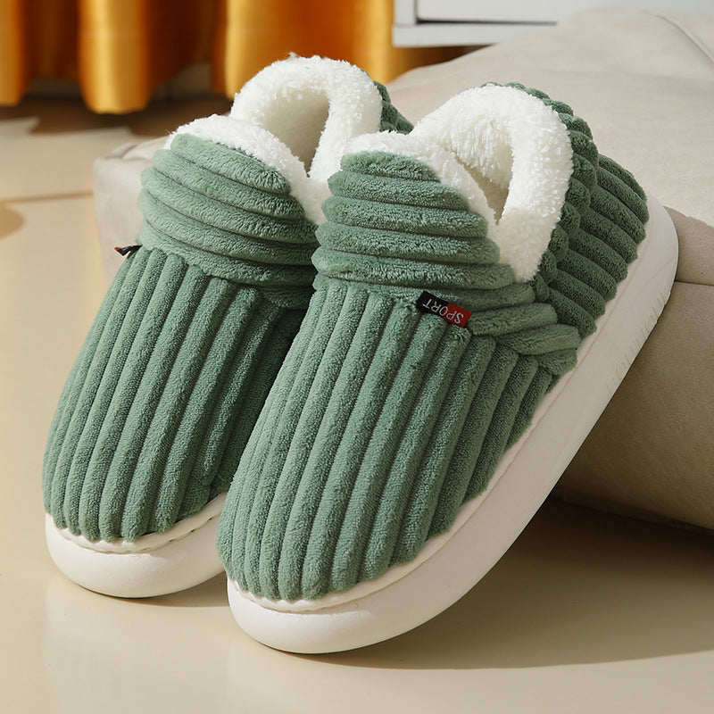 New style full-cover cotton shoes women's winter indoor home thick-soled non-slip warm cotton slippers men's winter