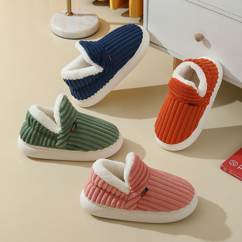 New style full-cover cotton shoes women's winter indoor home thick-soled non-slip warm cotton slippers men's winter