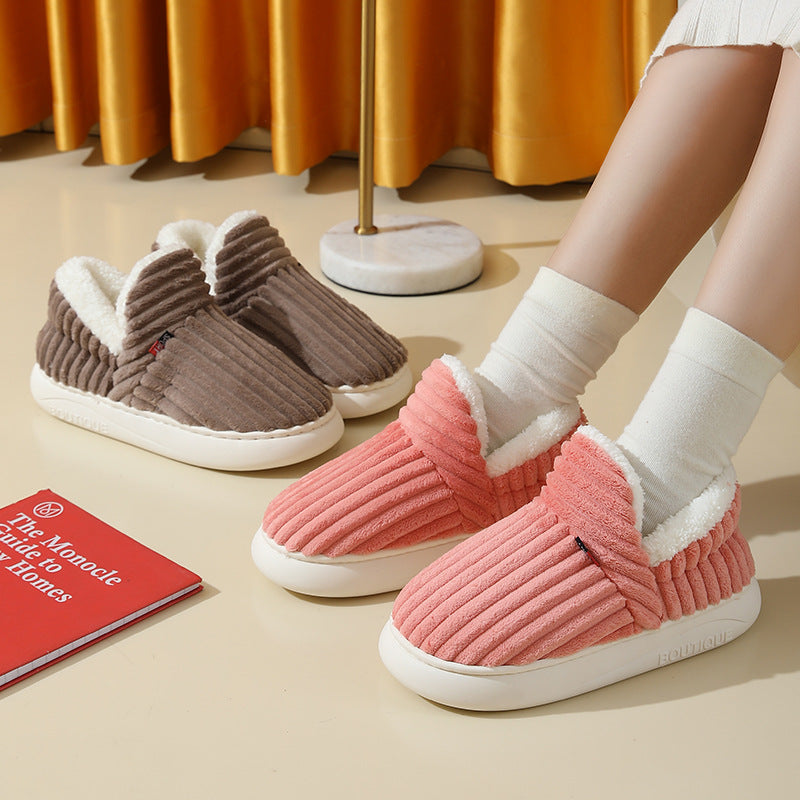 New style full-cover cotton shoes women's winter indoor home thick-soled non-slip warm cotton slippers men's winter